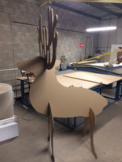 A Reindeer made out of cardboard